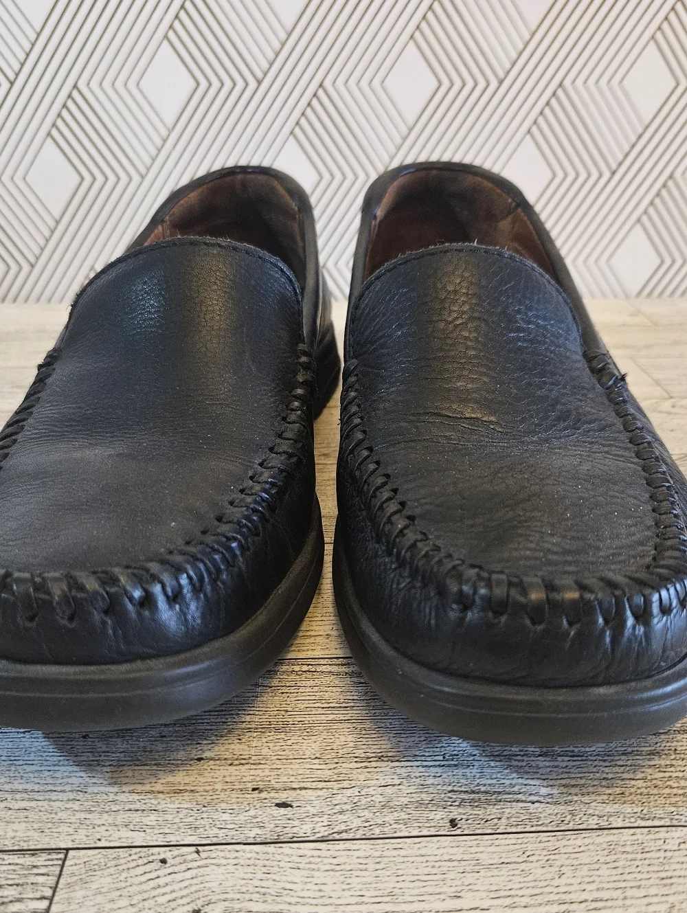 Johnston and Murphy Mens Slip On Loafer Leather Shoes Black Size 10M